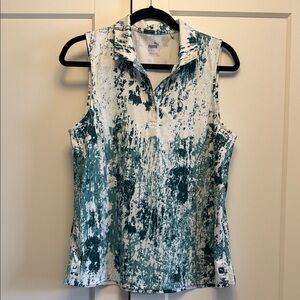Puma Teal and White Patterned Blouse
